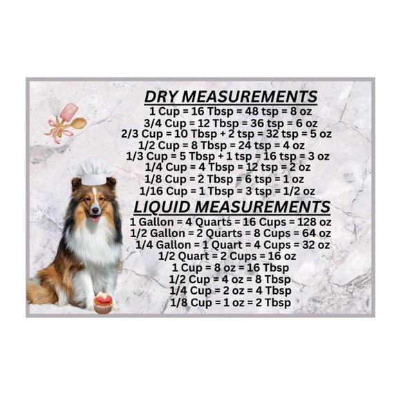 Shetland Sheepdog Measuring Chart Magnet Kitchen Baking Guide - Picture 1 of 1